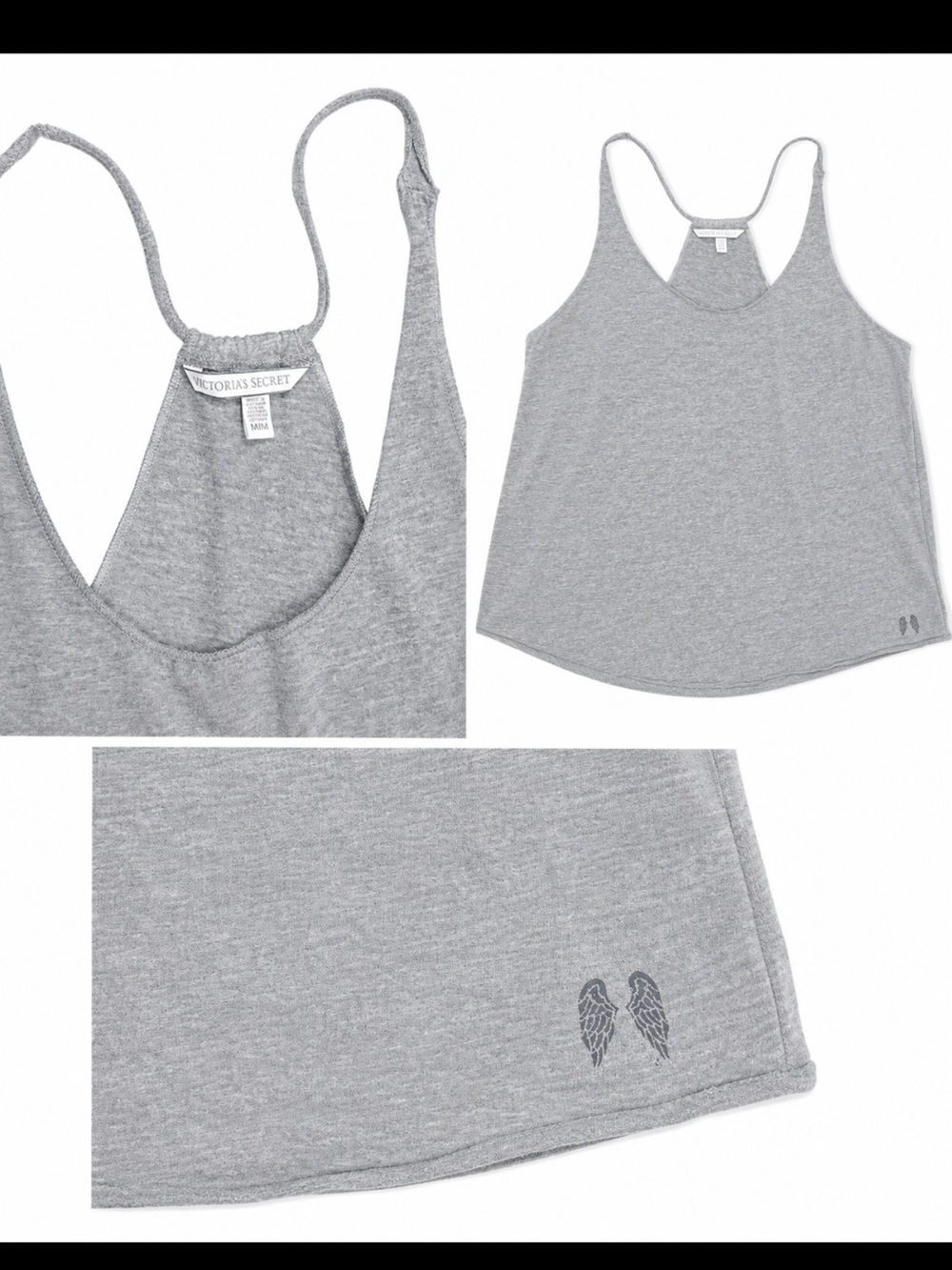 Y2K Victoria's Secret Light Gray Racerback Tank with Wing Detail